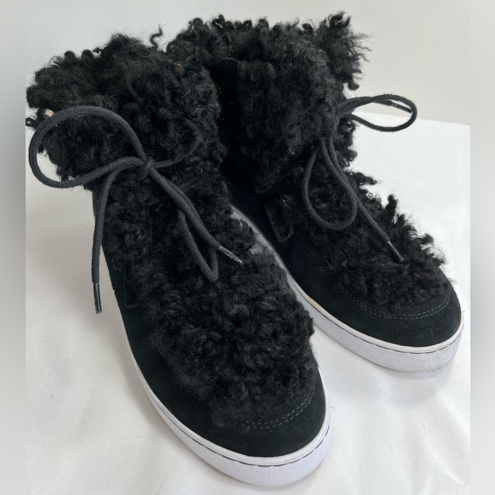 VIONIC Boots: Splendid Oak Suede/Sherpa Size 6.5 Black Australian Wool
